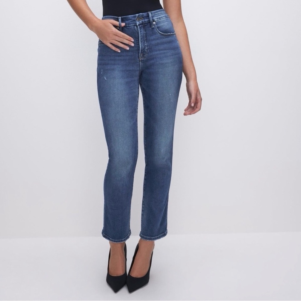 Good American Blue Straight Leg Jeans